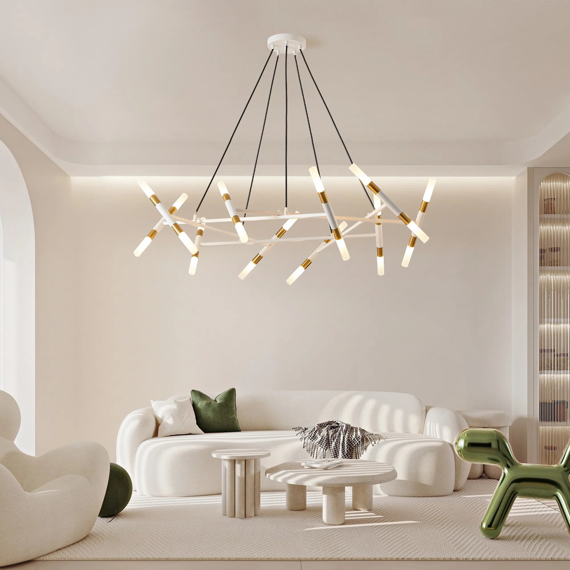 Modern 20 Lights Polygonal Chandelier Pendant Light