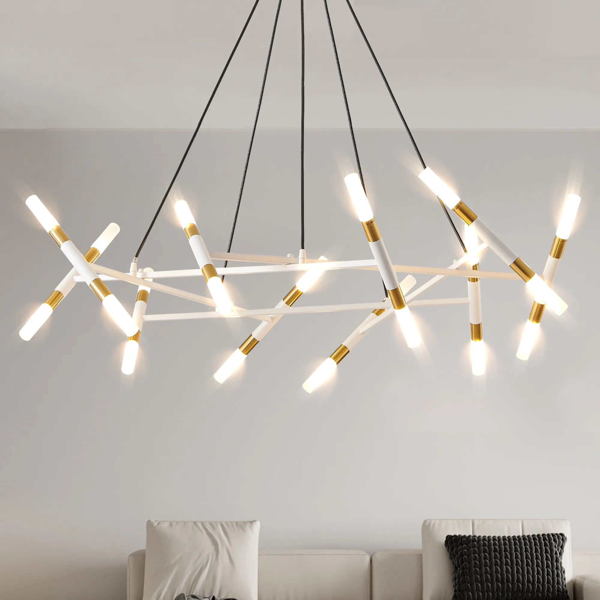 Modern 20 Lights Polygonal Chandelier Pendant Light