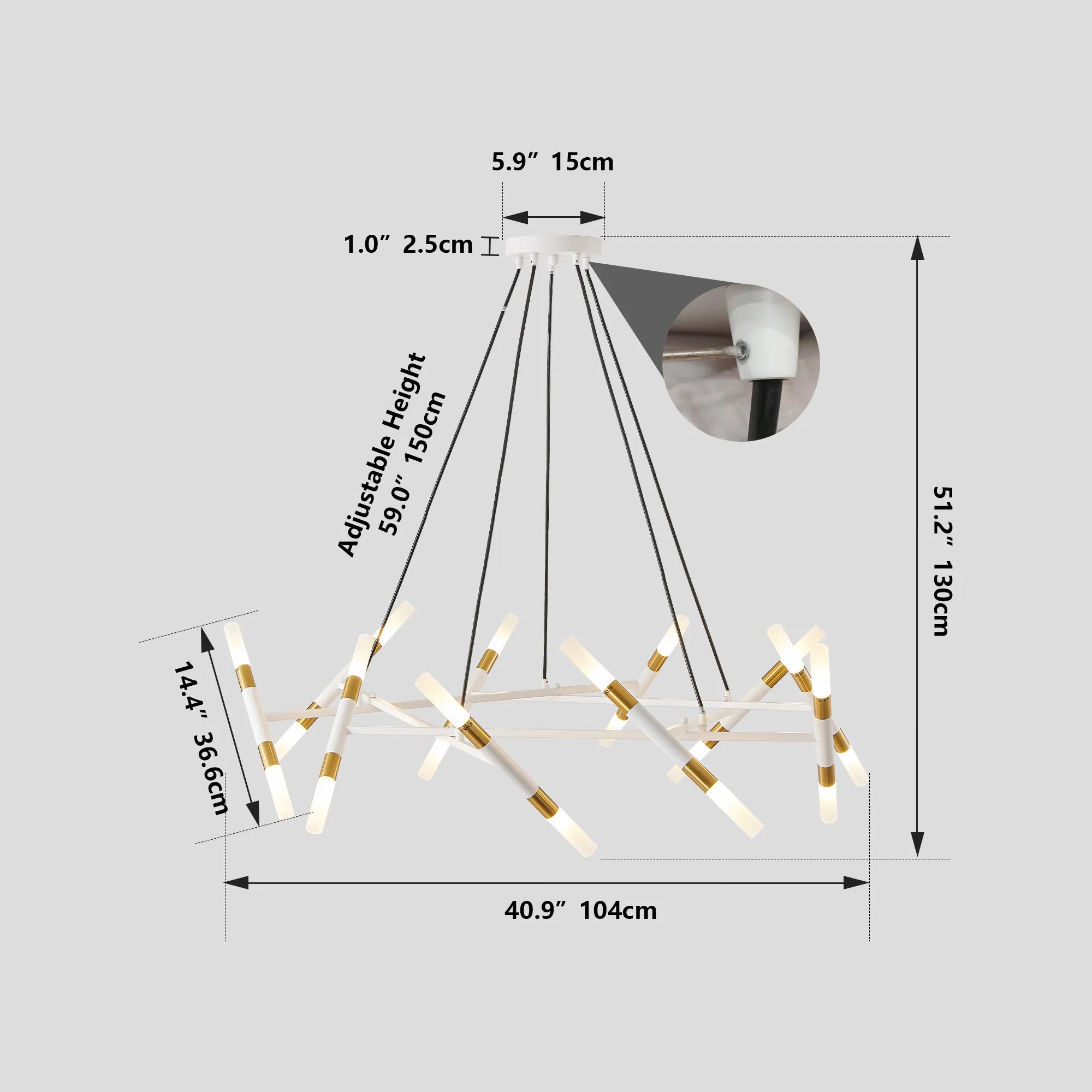Modern 20 Lights Polygonal Chandelier Pendant Light