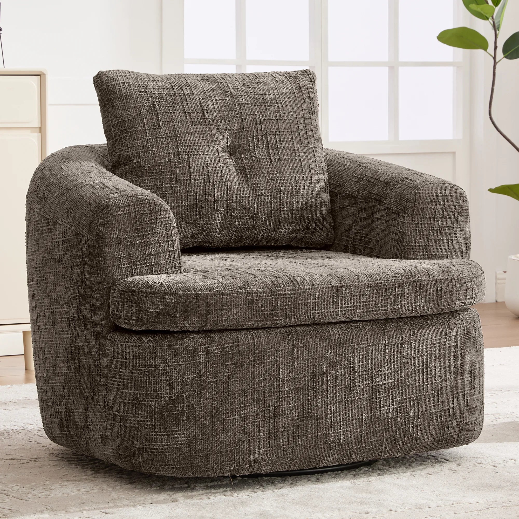 Modern 360° Swivel Barrel Accent Chair