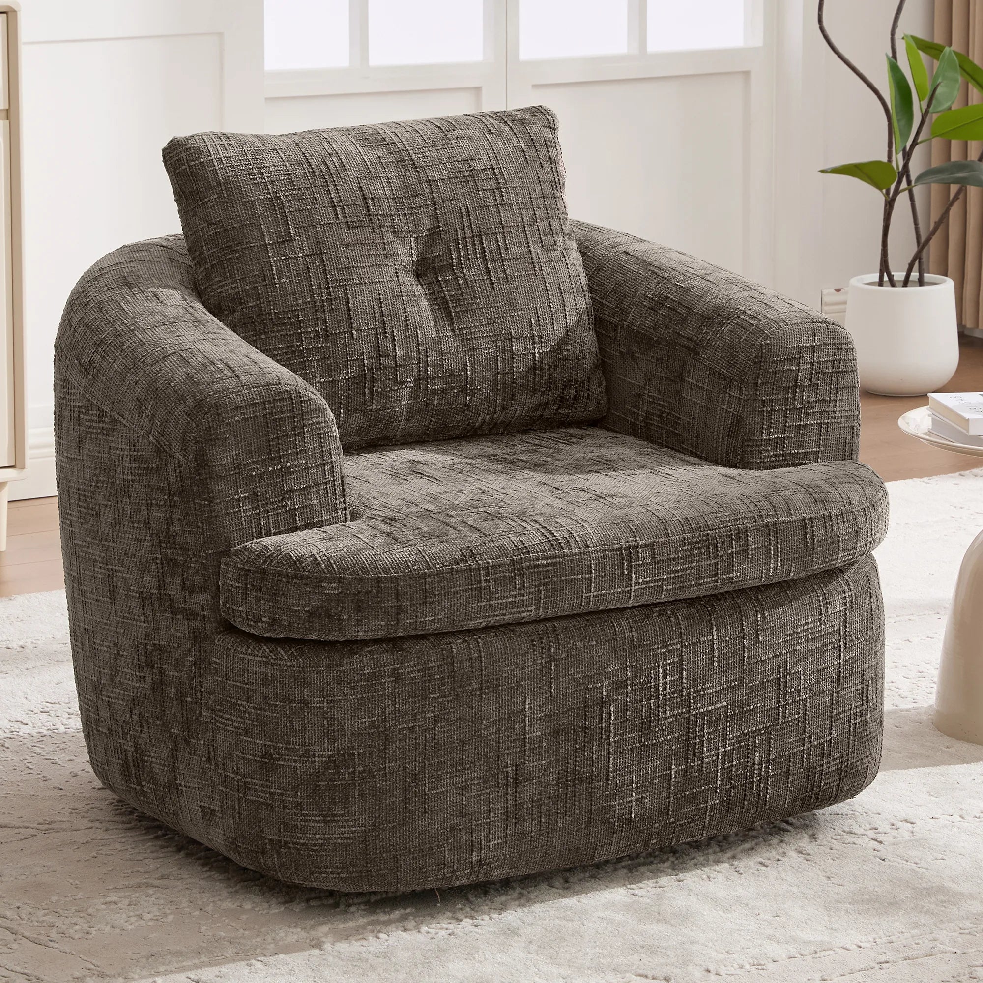 Modern 360° Swivel Barrel Accent Chair