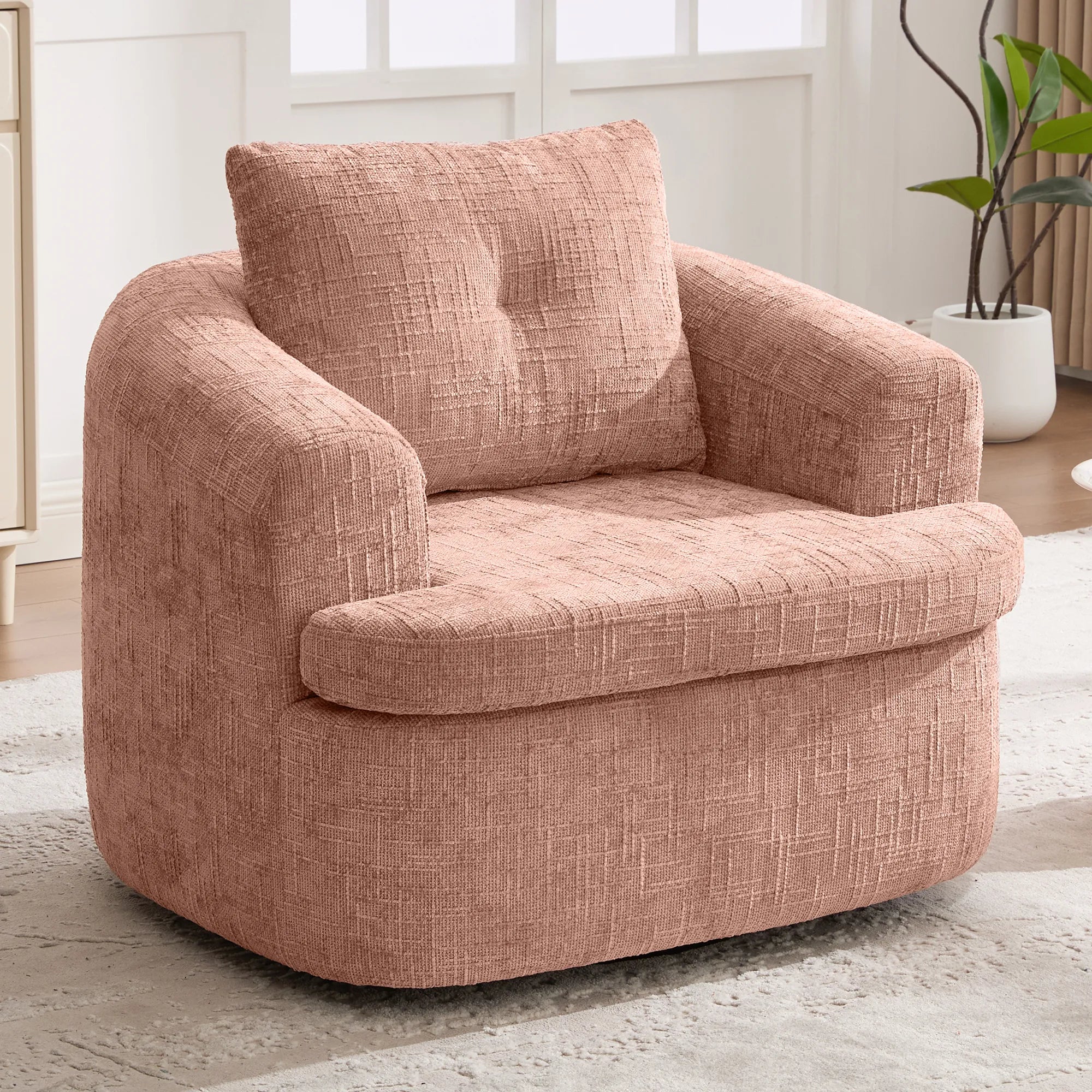 Modern 360° Swivel Barrel Accent Chair
