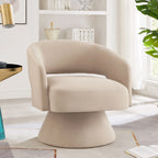 Modern 360° Swivel Velvet Barrel Accent Chair With Open Backrest