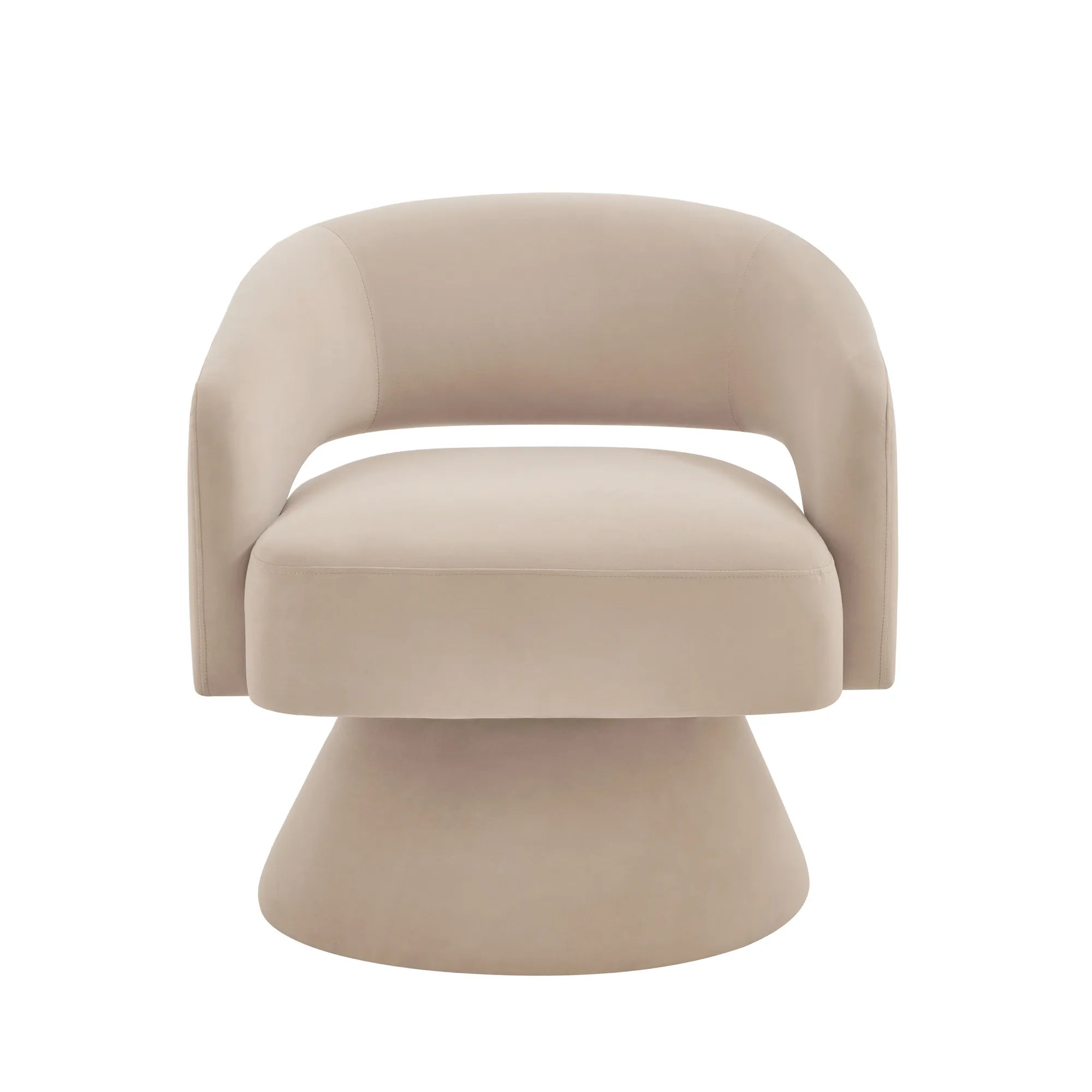 Modern 360° Swivel Velvet Barrel Accent Chair With Open Backrest