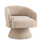 Modern 360° Swivel Velvet Barrel Accent Chair With Open Backrest