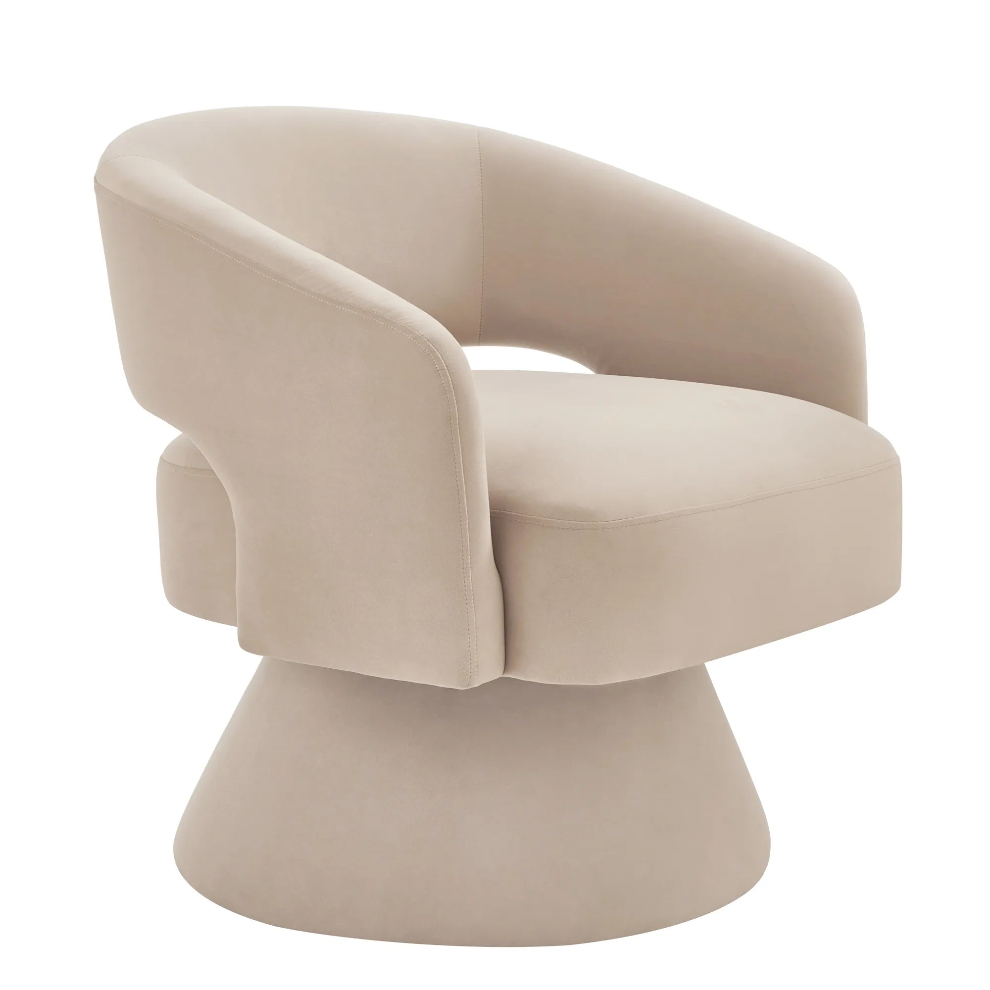 Modern 360° Swivel Velvet Barrel Accent Chair With Open Backrest