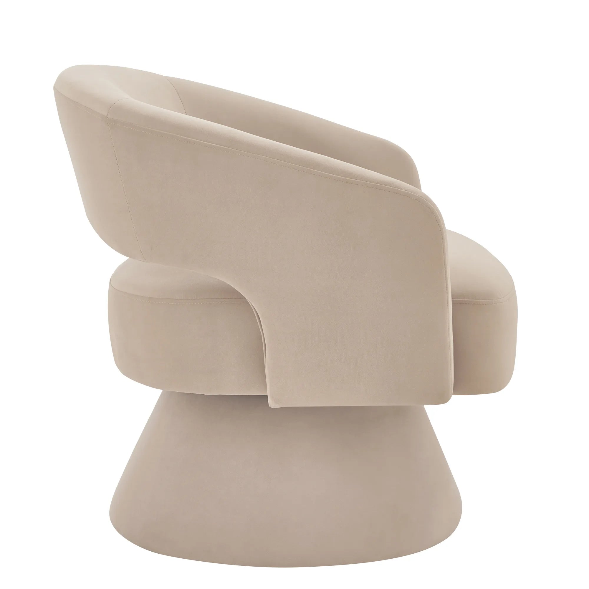 Modern 360° Swivel Velvet Barrel Accent Chair With Open Backrest