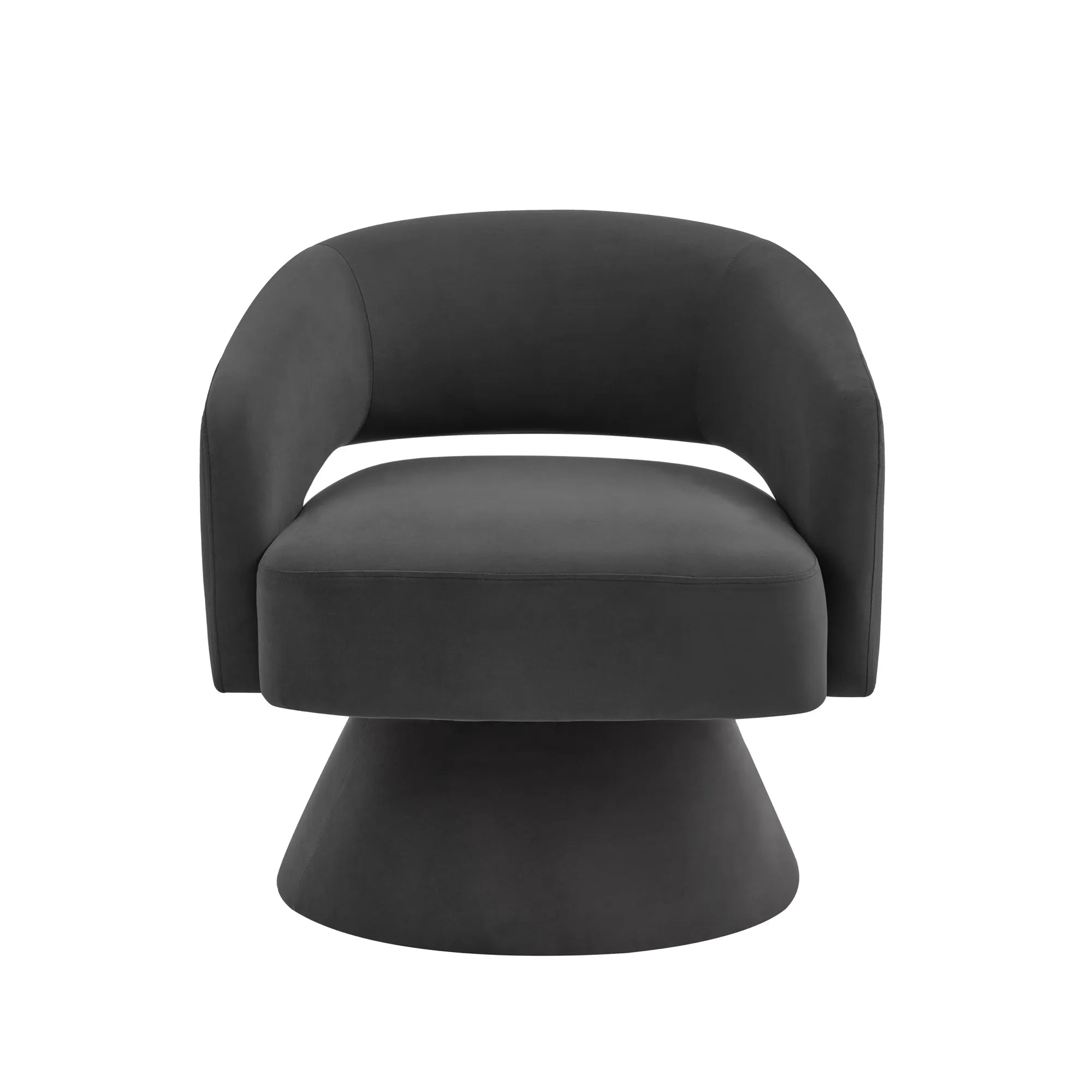 Modern 360° Swivel Velvet Barrel Accent Chair With Open Backrest