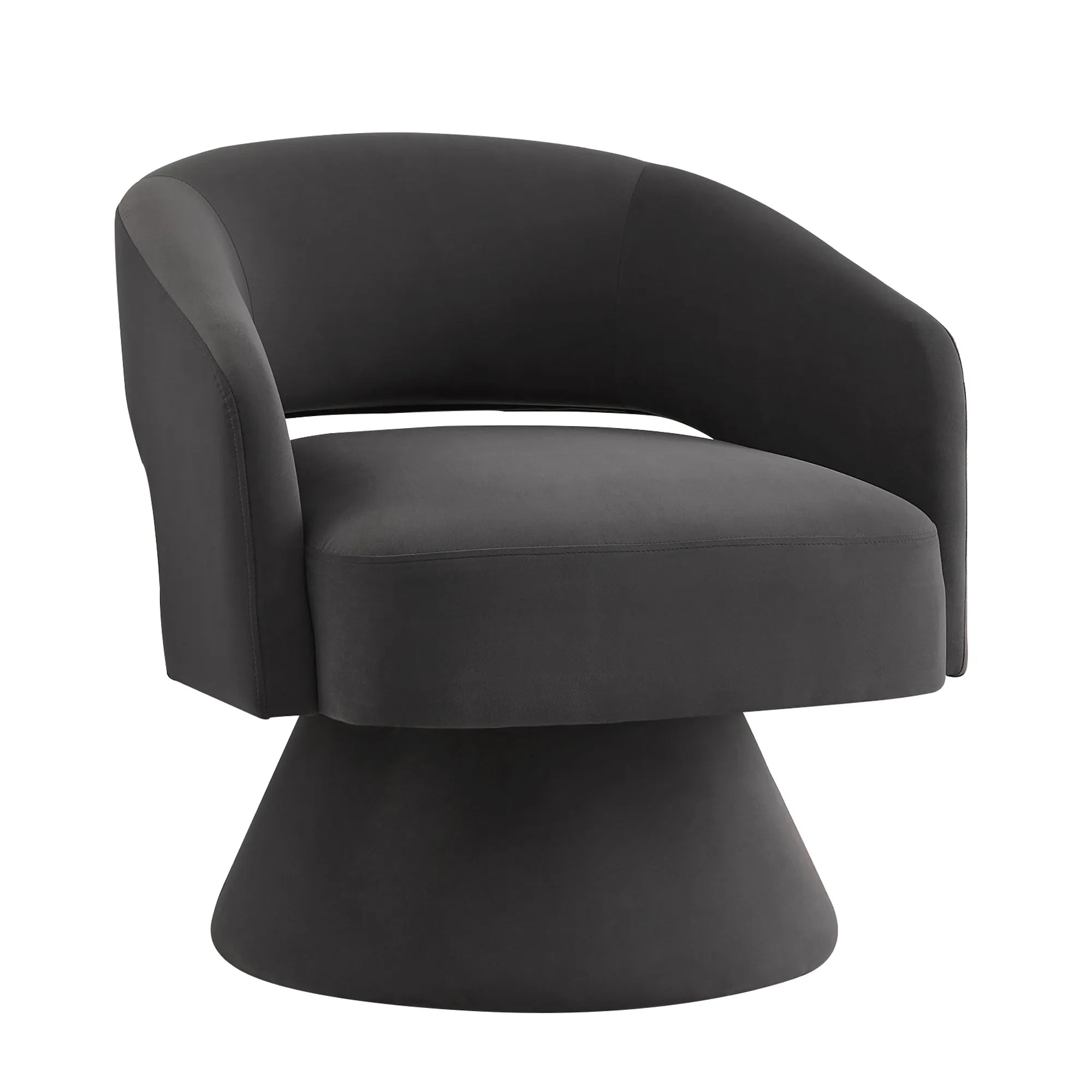 Modern 360° Swivel Velvet Barrel Accent Chair With Open Backrest