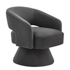 Modern 360° Swivel Velvet Barrel Accent Chair With Open Backrest