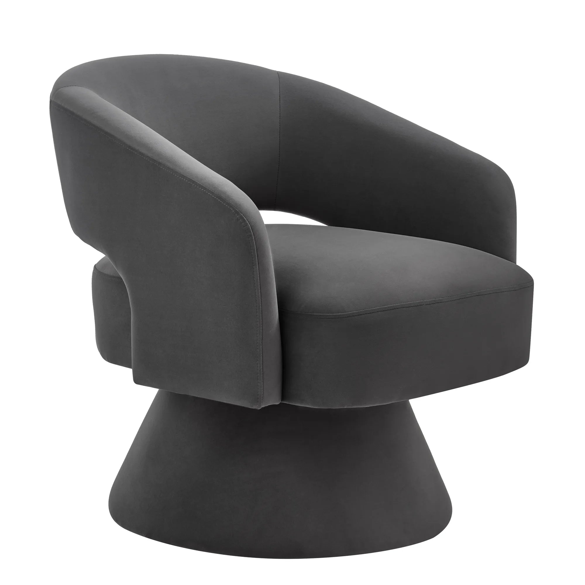 Modern 360° Swivel Velvet Barrel Accent Chair With Open Backrest