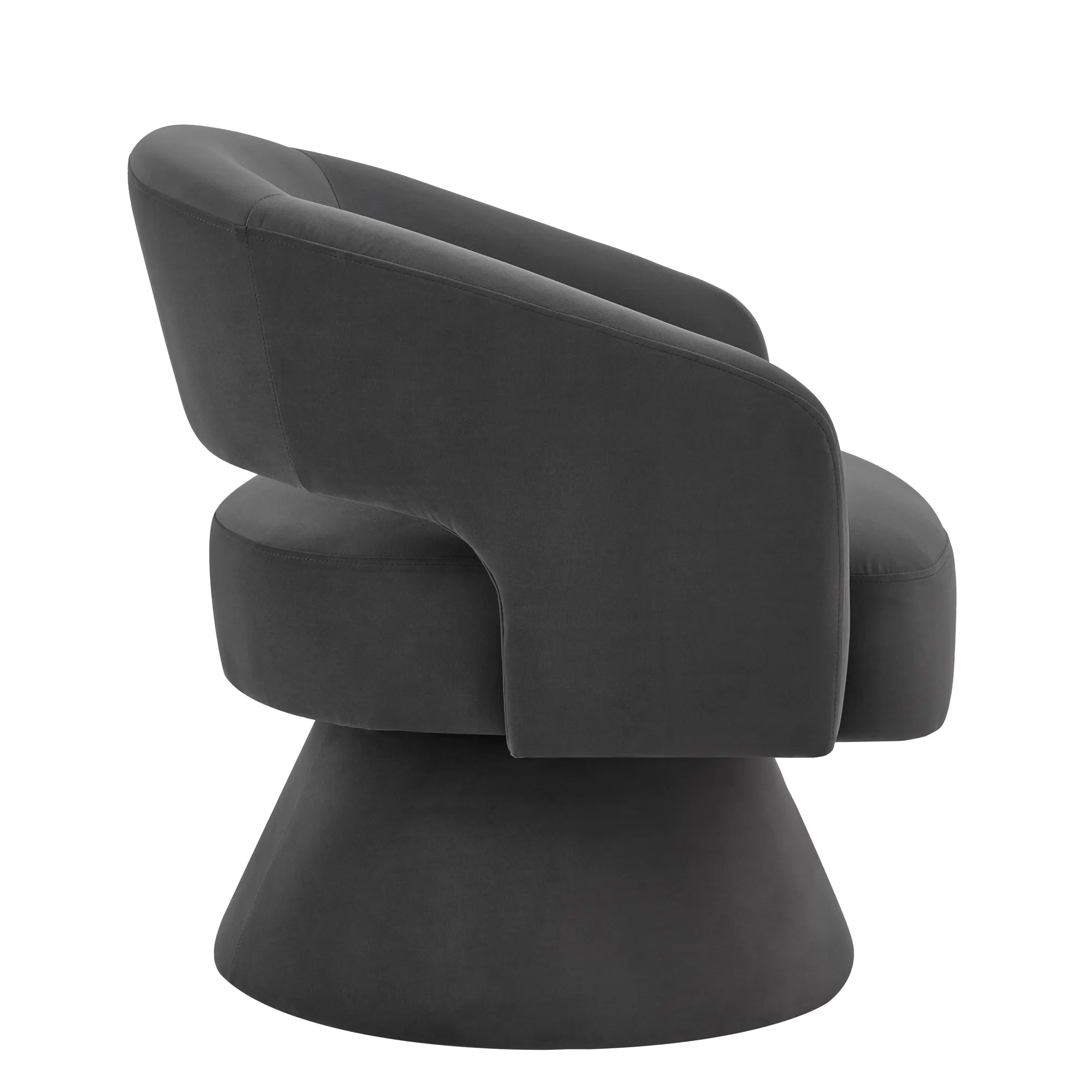 Modern 360° Swivel Velvet Barrel Accent Chair With Open Backrest