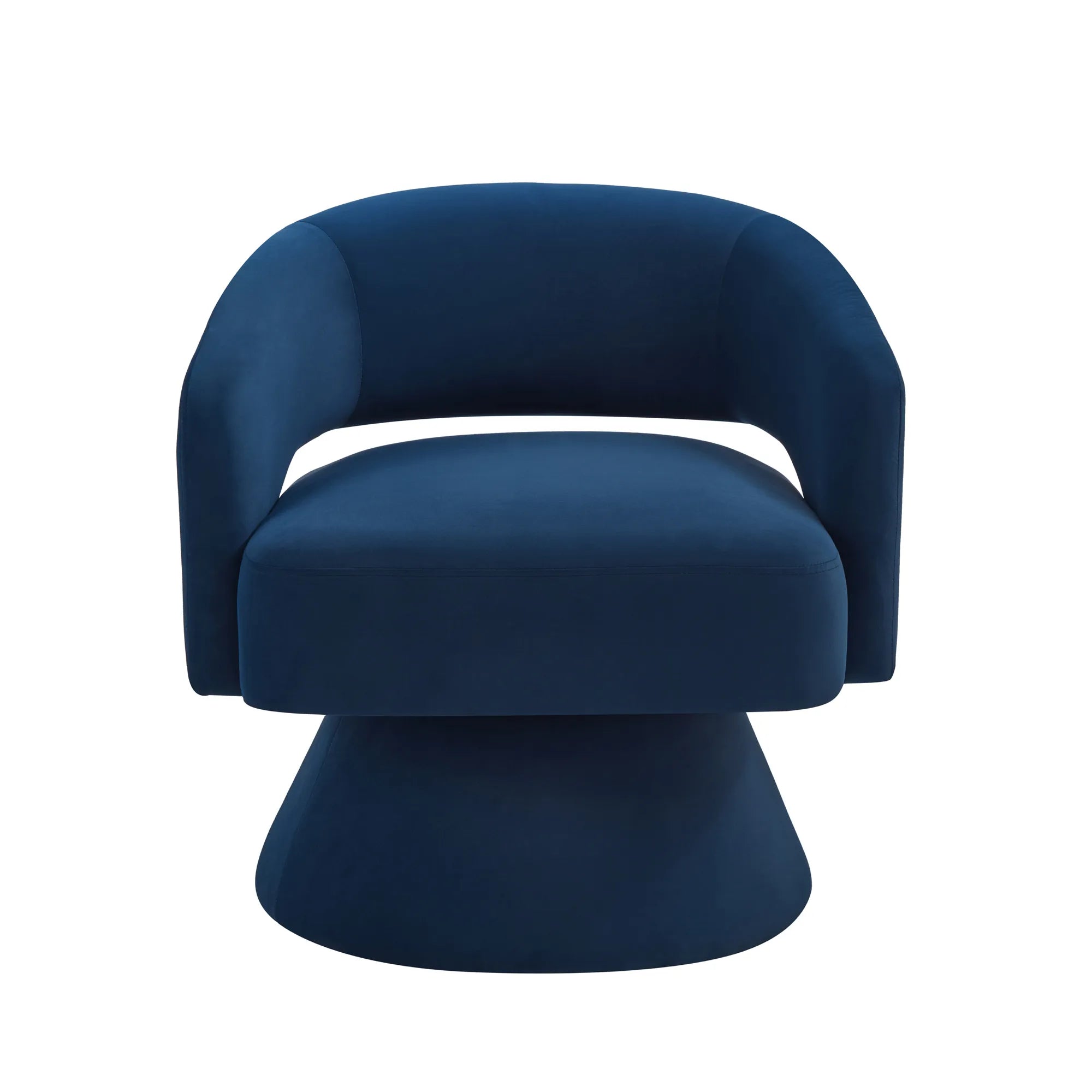 Modern 360° Swivel Velvet Barrel Accent Chair With Open Backrest