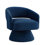 Modern 360° Swivel Velvet Barrel Accent Chair With Open Backrest