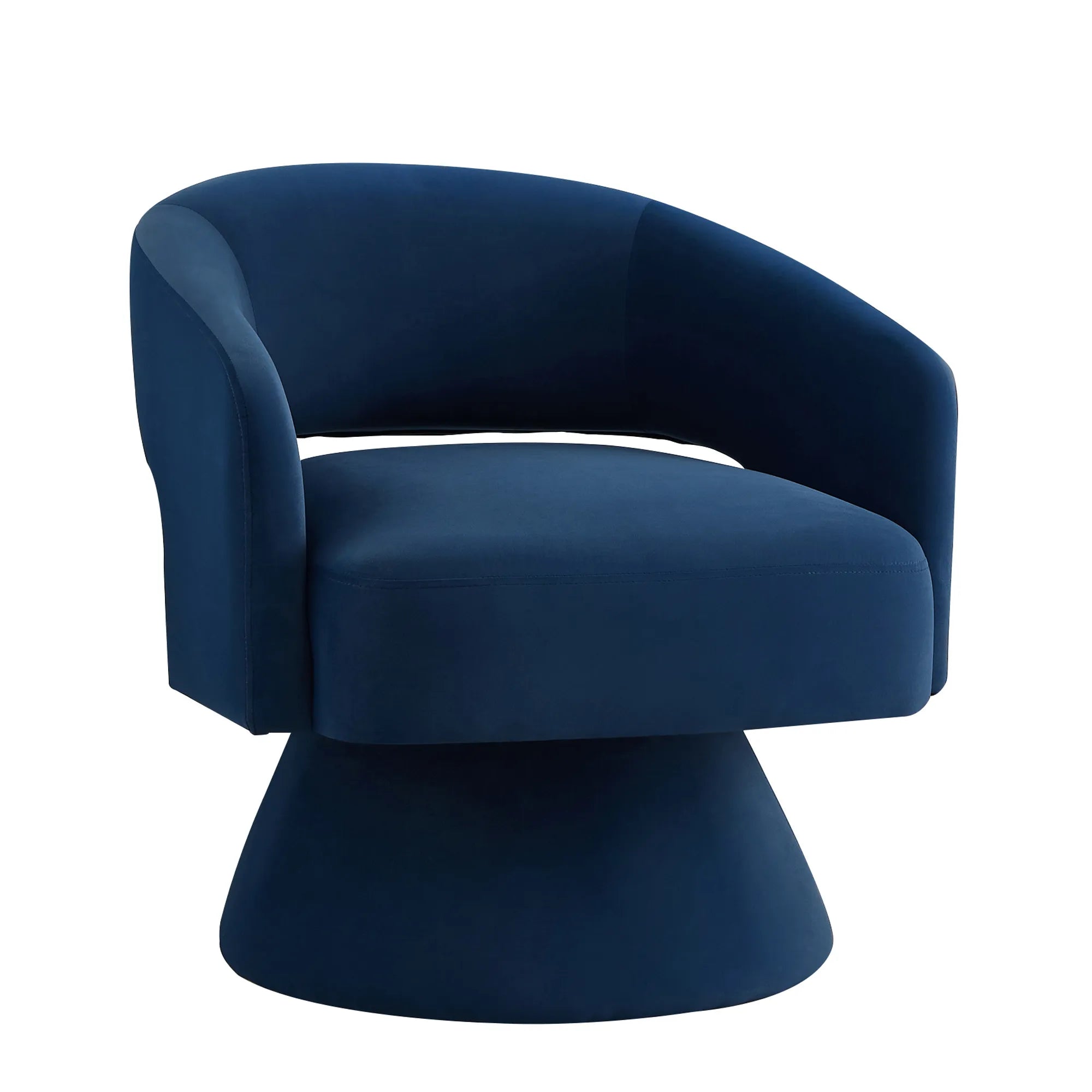 Modern 360° Swivel Velvet Barrel Accent Chair With Open Backrest