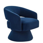Modern 360° Swivel Velvet Barrel Accent Chair With Open Backrest