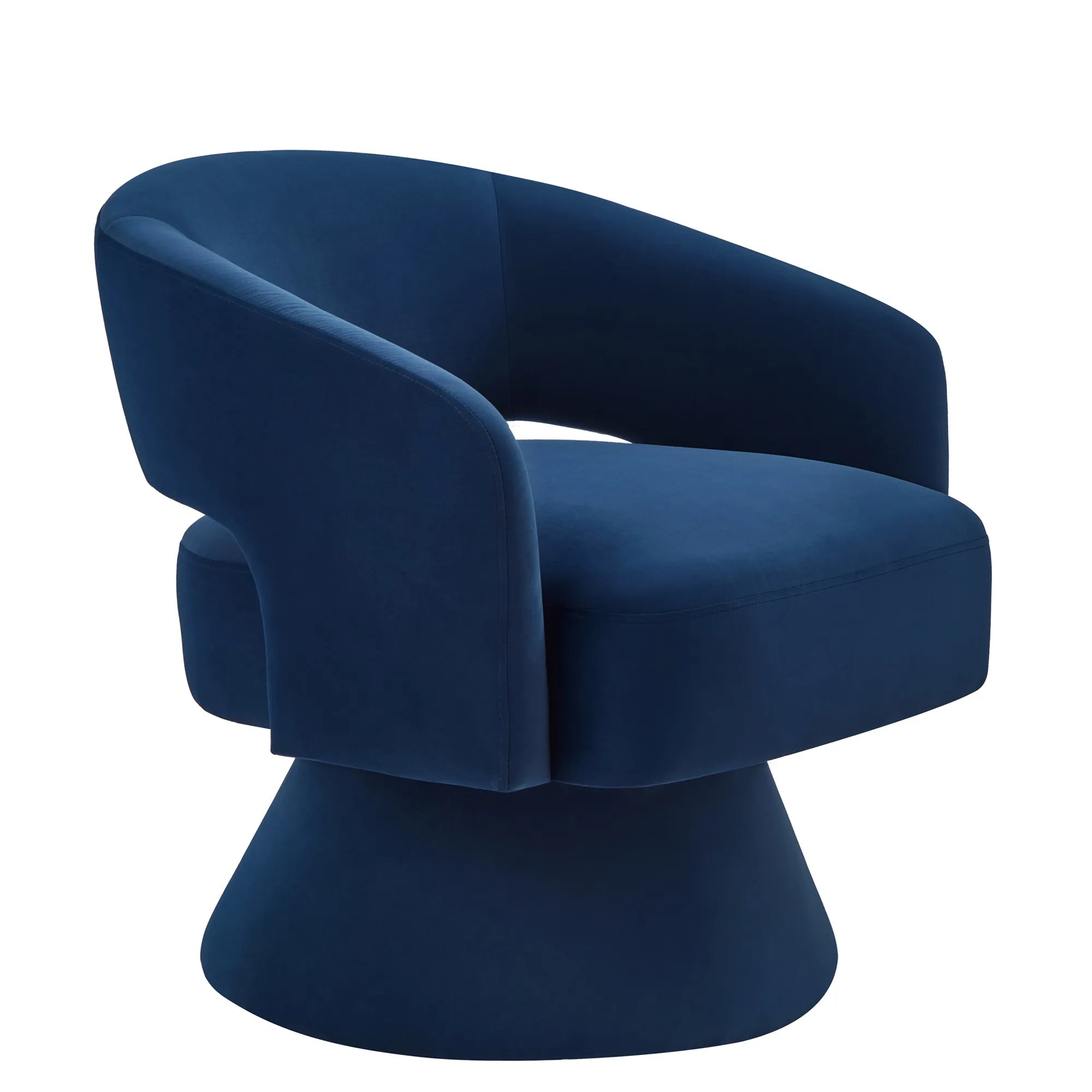 Modern 360° Swivel Velvet Barrel Accent Chair With Open Backrest