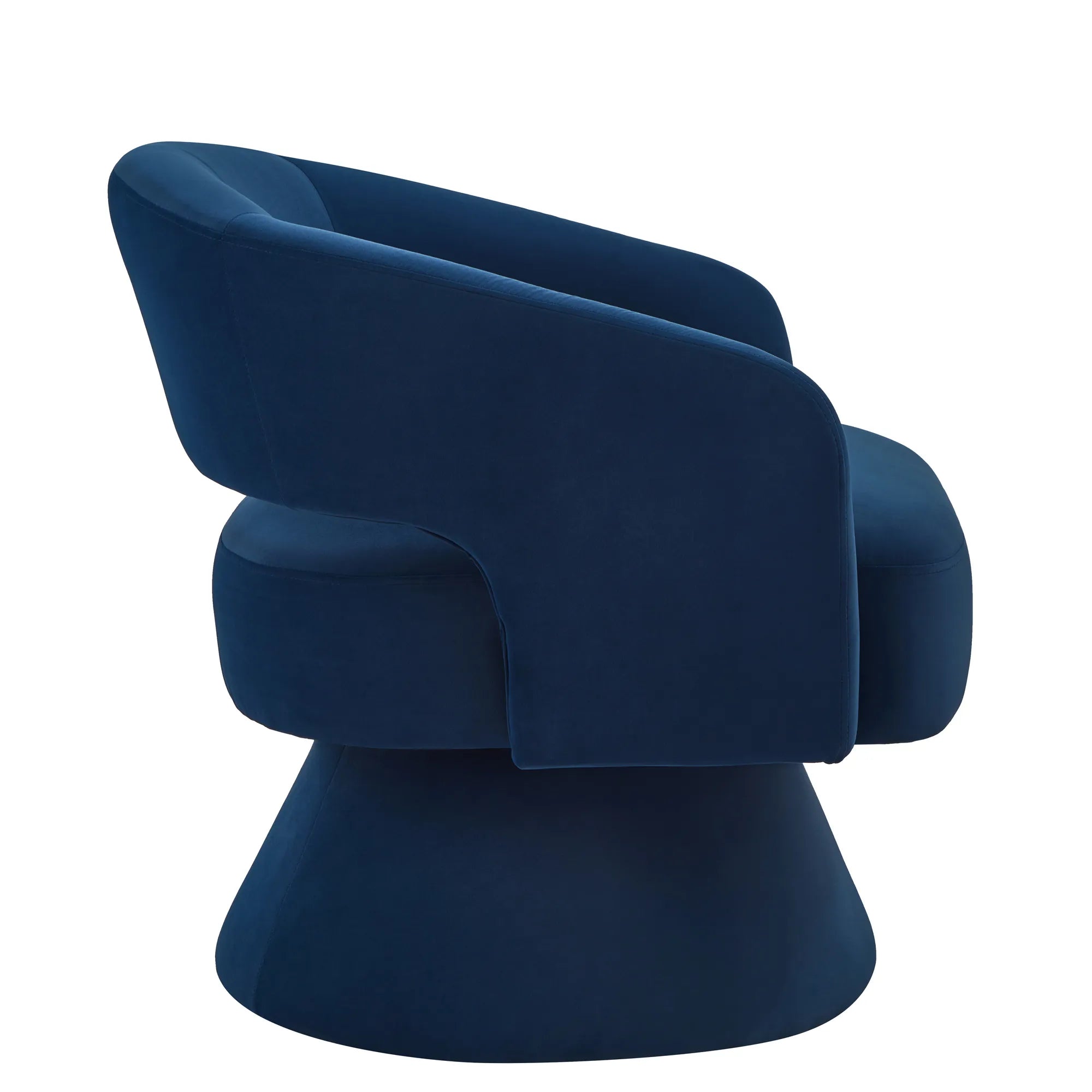 Modern 360° Swivel Velvet Barrel Accent Chair With Open Backrest