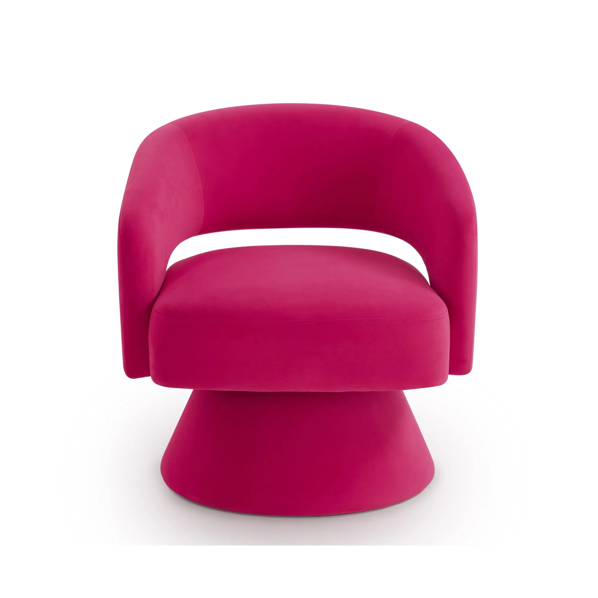 Modern 360° Swivel Velvet Barrel Accent Chair With Open Backrest