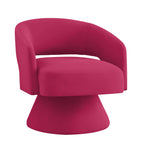Modern 360° Swivel Velvet Barrel Accent Chair With Open Backrest