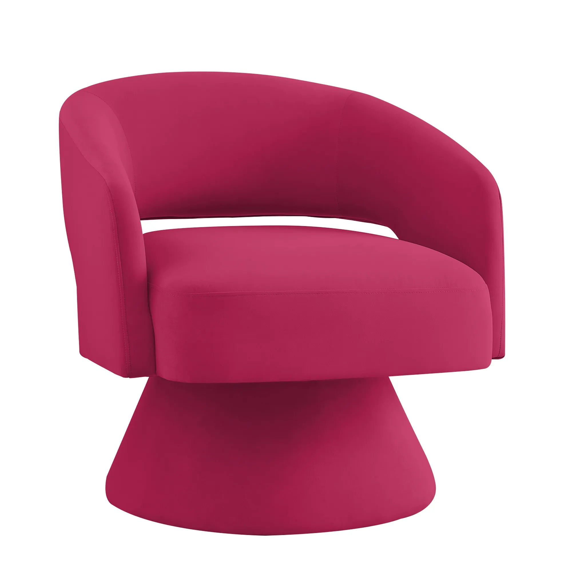 Modern 360° Swivel Velvet Barrel Accent Chair With Open Backrest