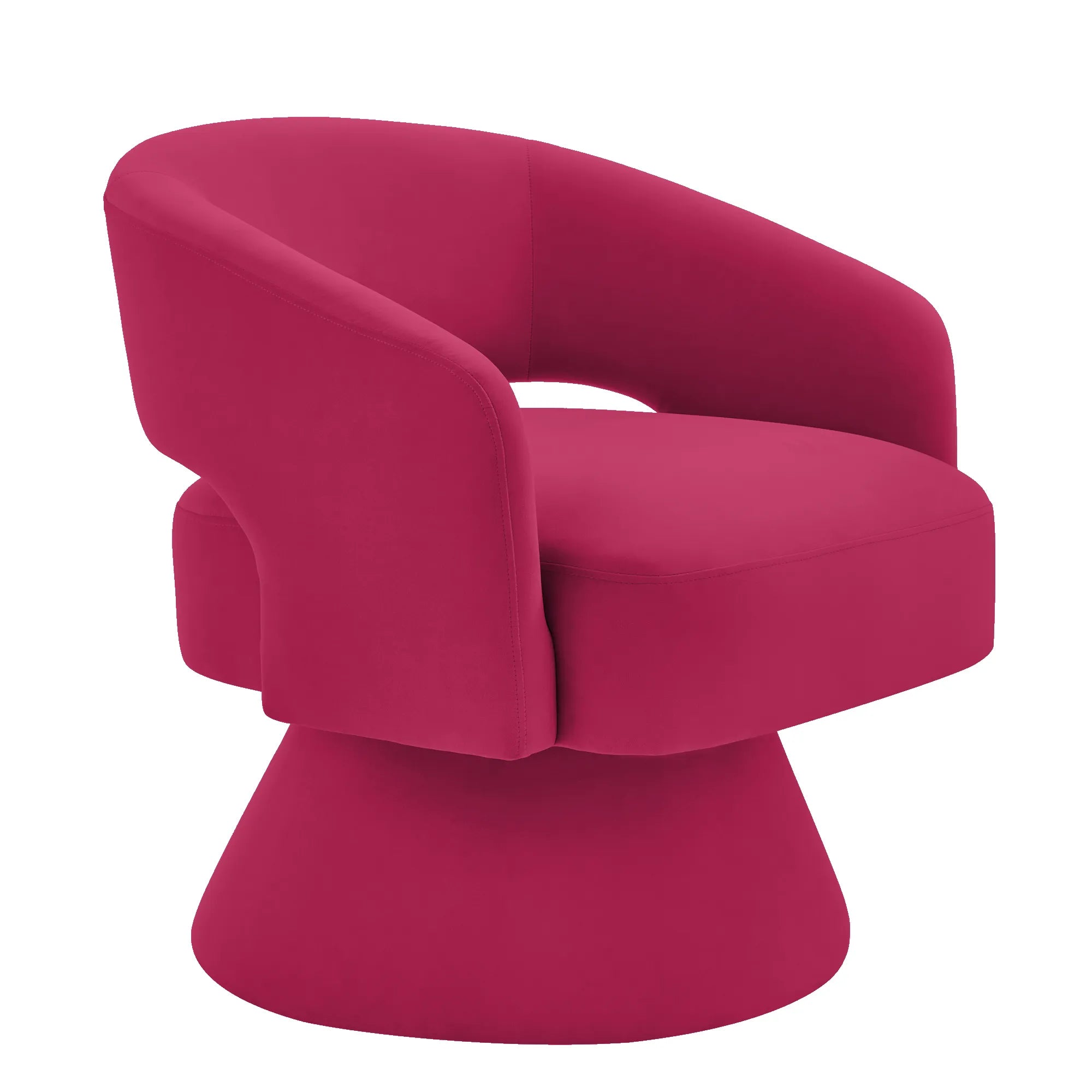 Modern 360° Swivel Velvet Barrel Accent Chair With Open Backrest