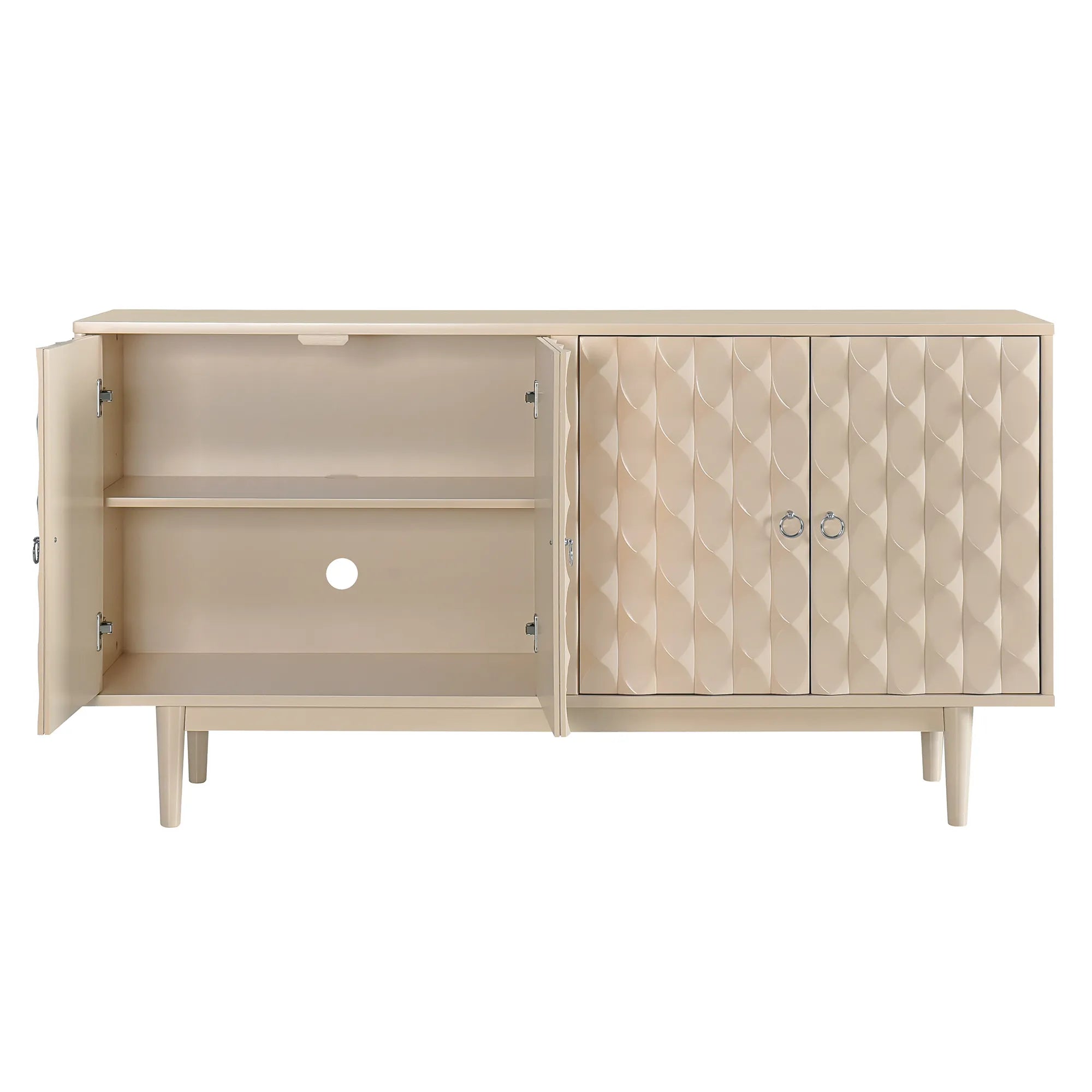 Modern 4-Door Sideboard with Convex Pattern Design