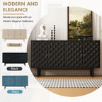 Modern 4-Door Sideboard with Convex Pattern Design