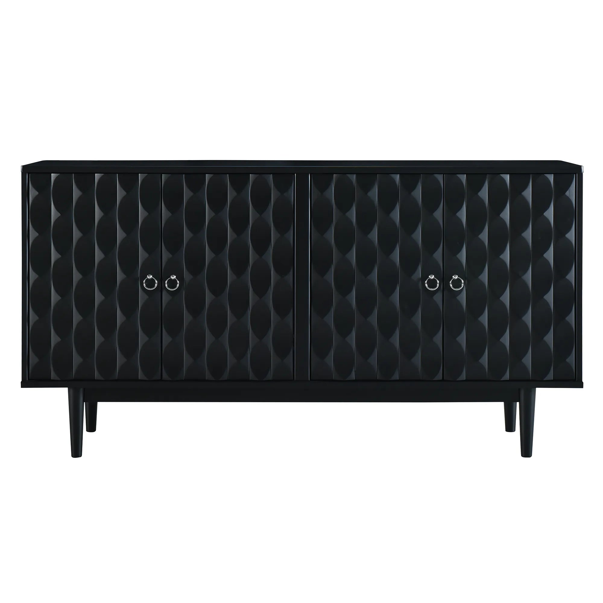 Modern 4-Door Sideboard with Convex Pattern Design