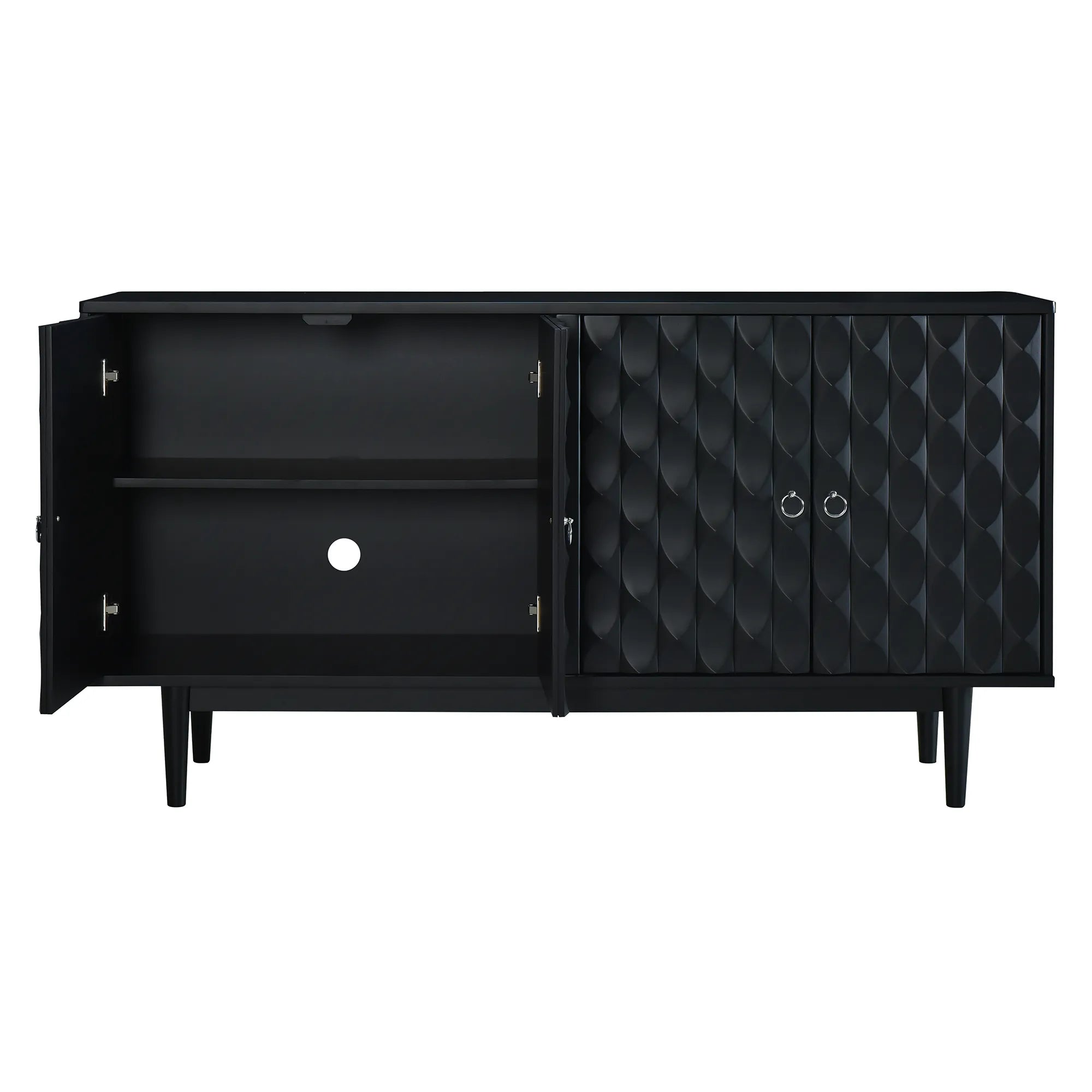 Modern 4-Door Sideboard with Convex Pattern Design