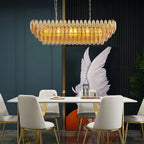 Modern 4-Tier Rectangular Chandelier with Smoke Glass