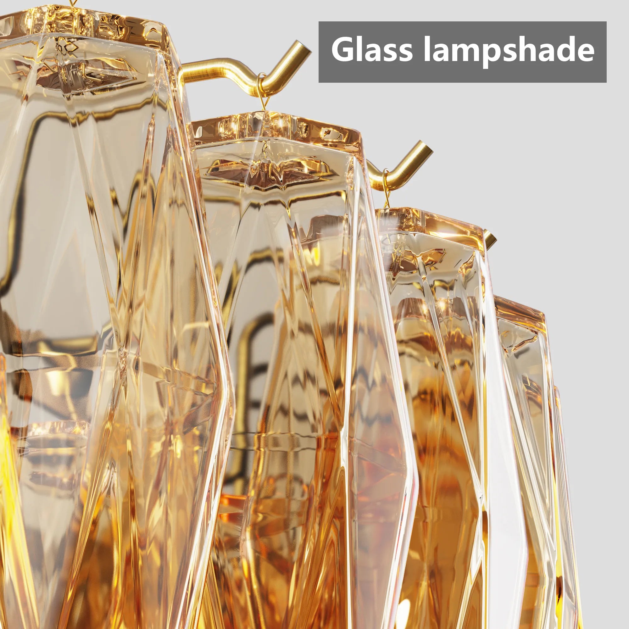 Modern 4-Tier Rectangular Chandelier with Smoke Glass