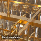 Modern 4-Tier Rectangular Chandelier with Smoke Glass