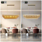 Modern 4-Tier Rectangular Chandelier with Smoke Glass