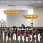 Modern 4-Tier Rectangular Chandelier with Smoke Glass