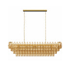 Modern 4-Tier Rectangular Chandelier with Smoke Glass