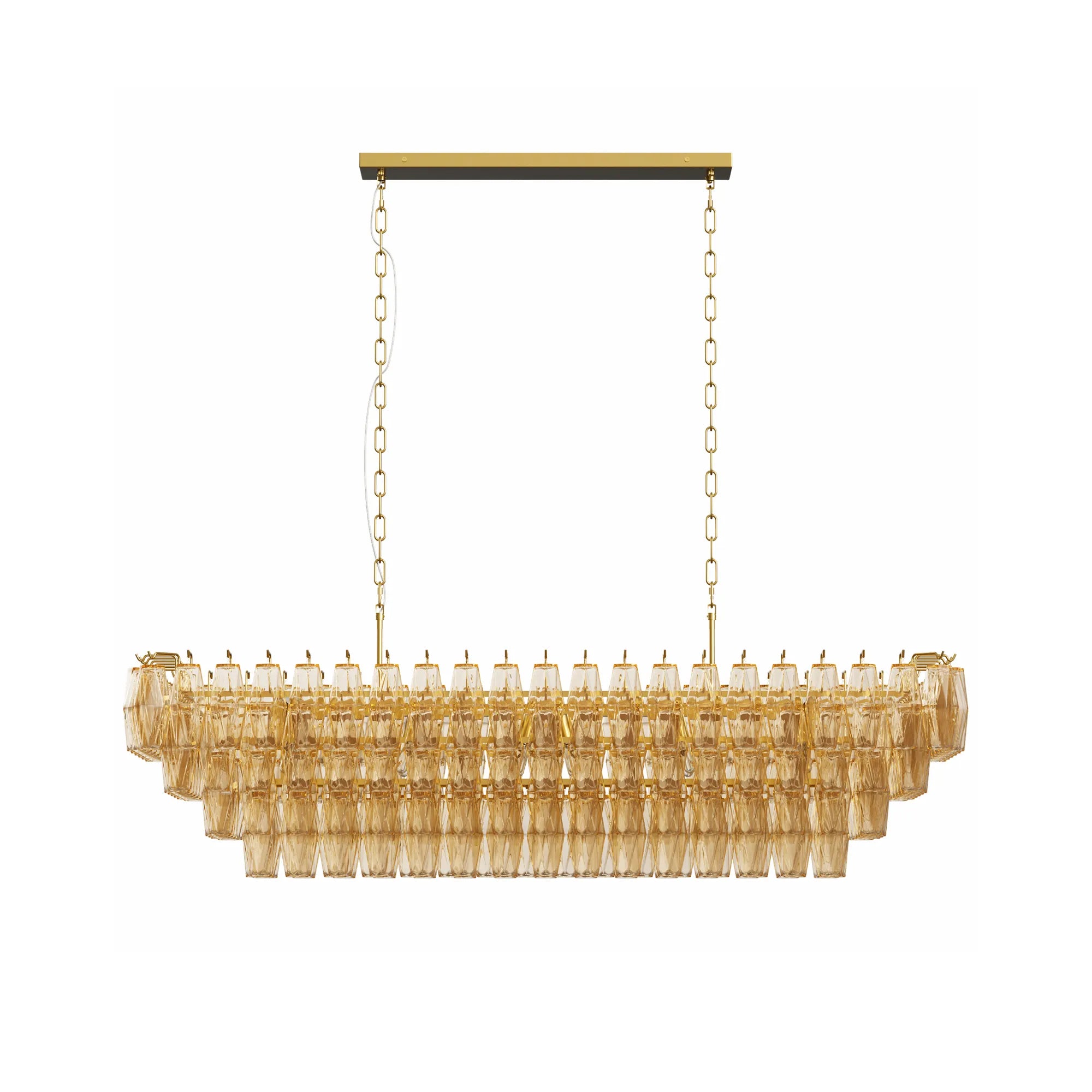 Modern 4-Tier Rectangular Chandelier with Smoke Glass