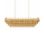Modern 4-Tier Rectangular Chandelier with Smoke Glass