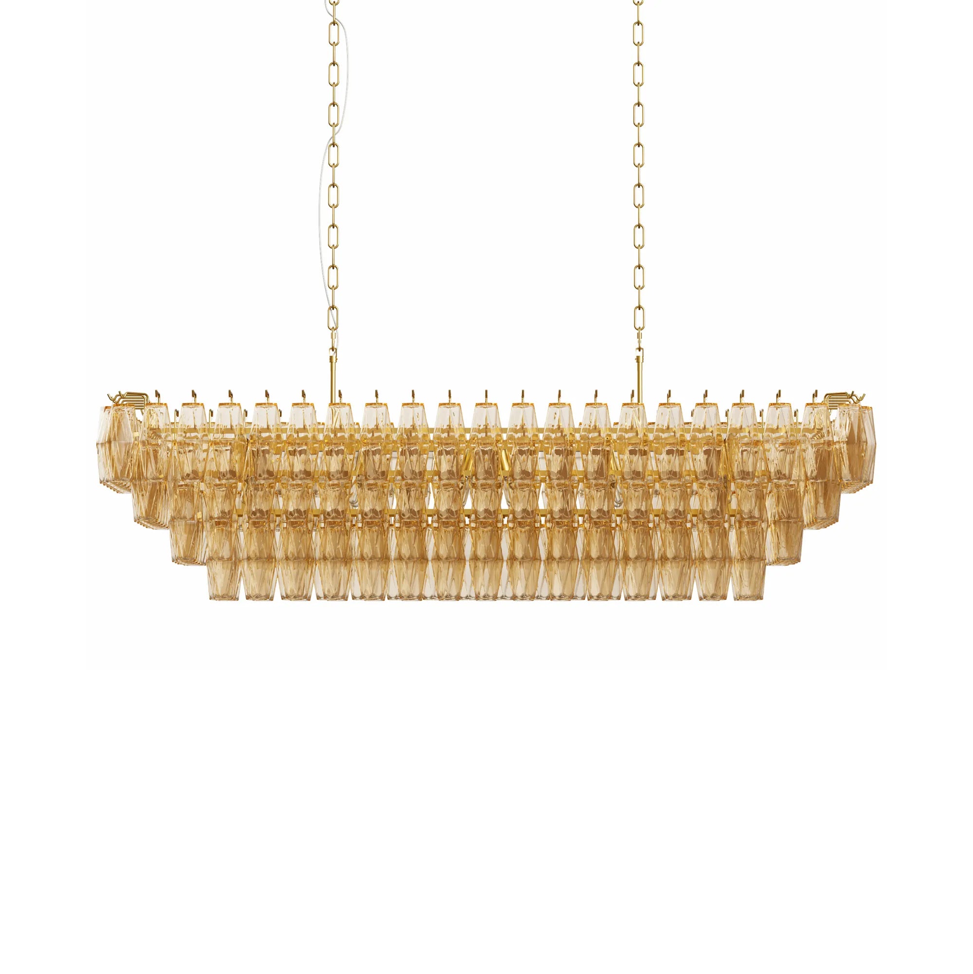 Modern 4-Tier Rectangular Chandelier with Smoke Glass