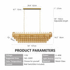 Modern 4-Tier Rectangular Chandelier with Smoke Glass