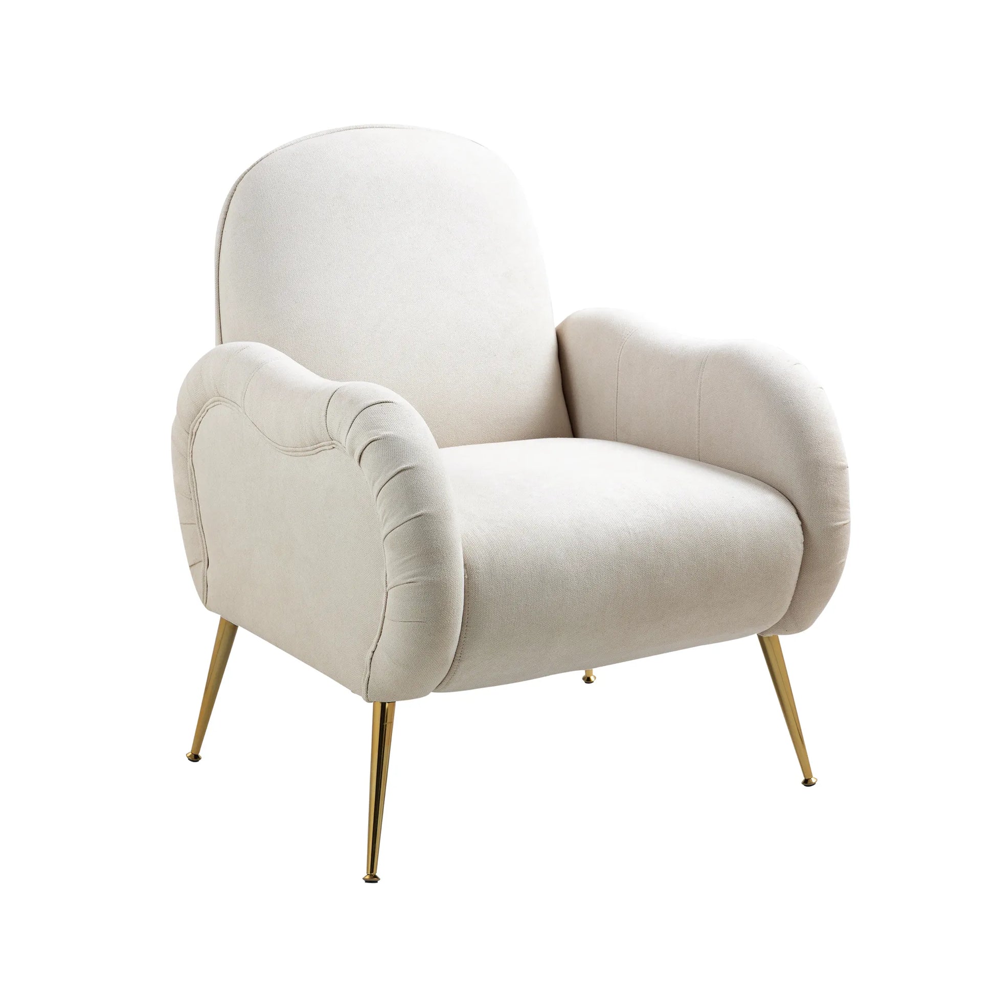Modern Accent Armchair with Gold Metal Legs, Snowflake Fabric