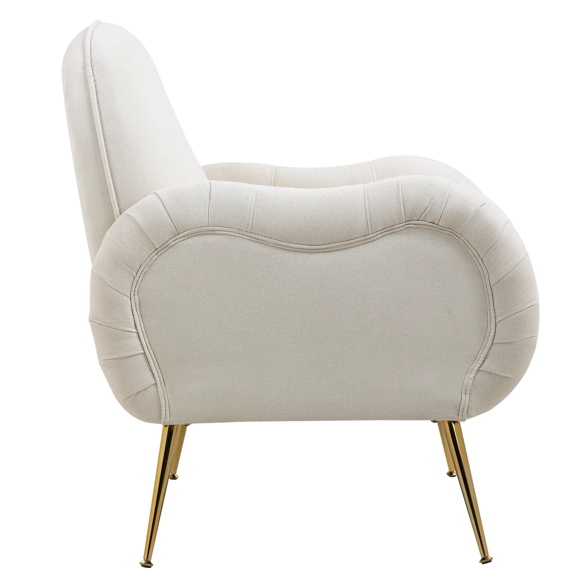 Modern Accent Armchair with Gold Metal Legs, Snowflake Fabric