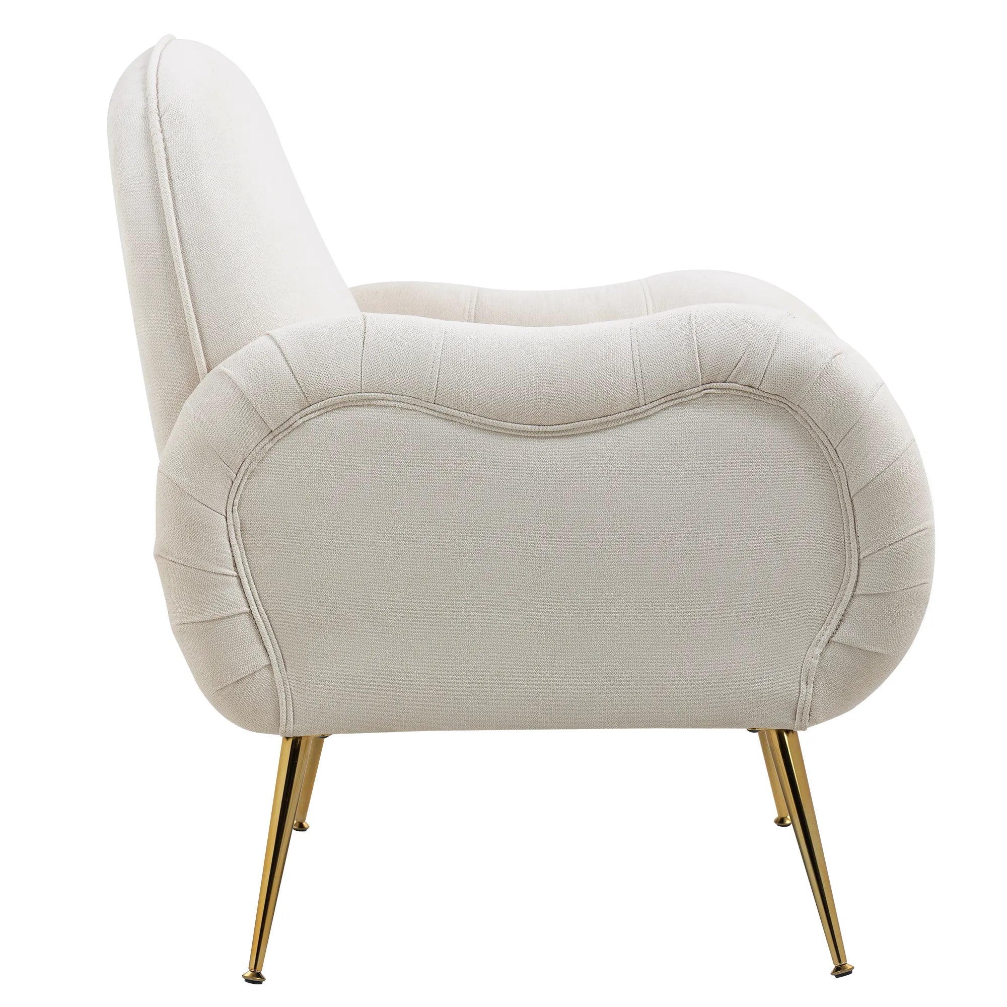 Modern Accent Armchair with Gold Metal Legs, Snowflake Fabric