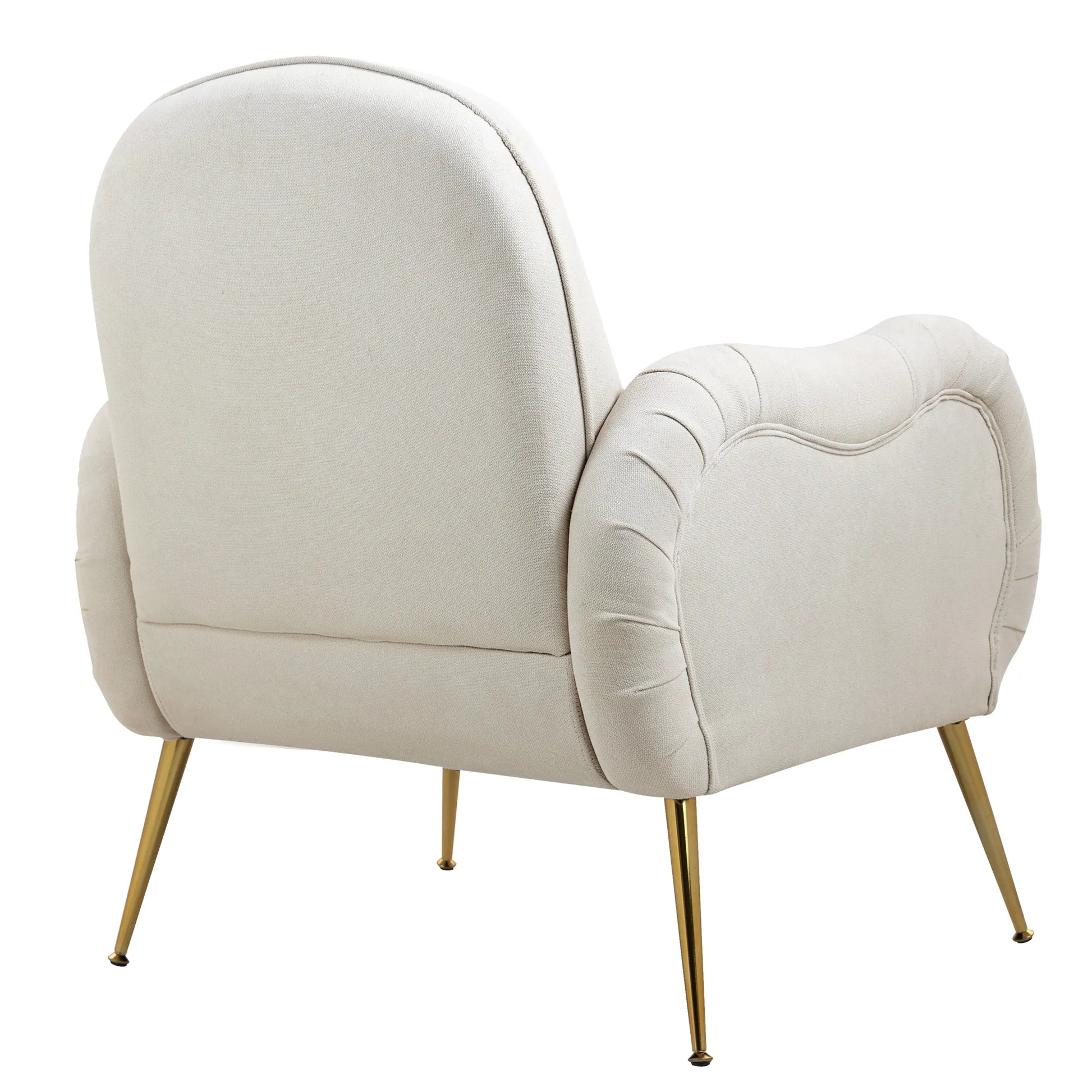 Modern Accent Armchair with Gold Metal Legs, Snowflake Fabric