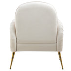 Modern Accent Armchair with Gold Metal Legs, Snowflake Fabric