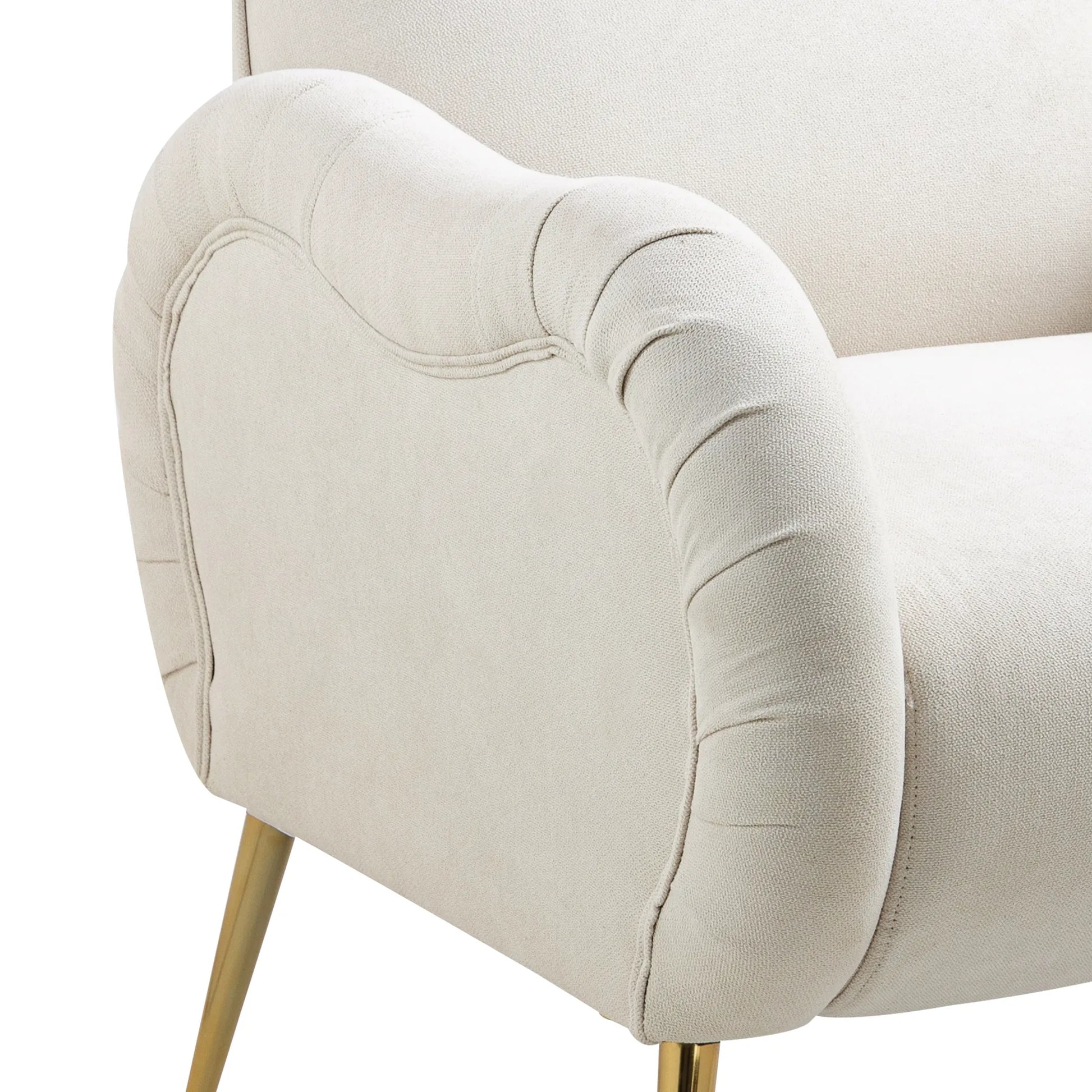 Modern Accent Armchair with Gold Metal Legs, Snowflake Fabric