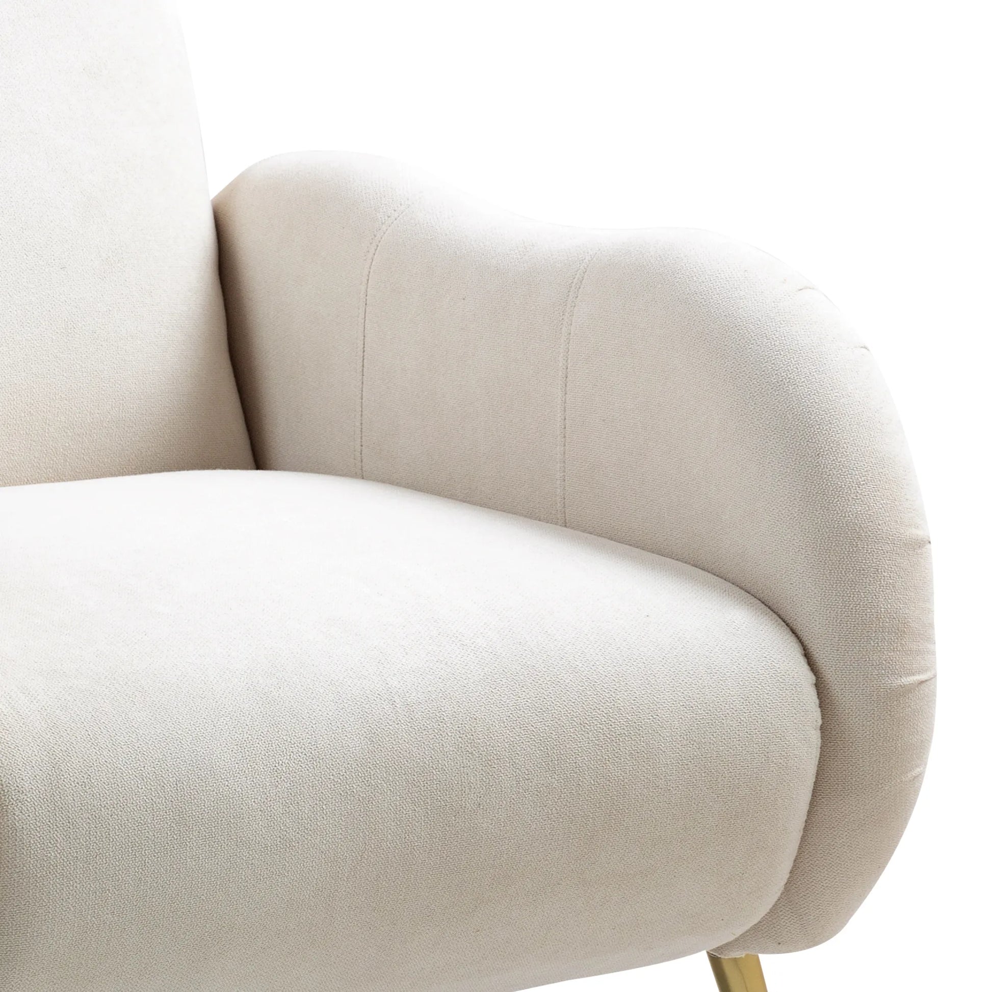 Modern Accent Armchair with Gold Metal Legs, Snowflake Fabric