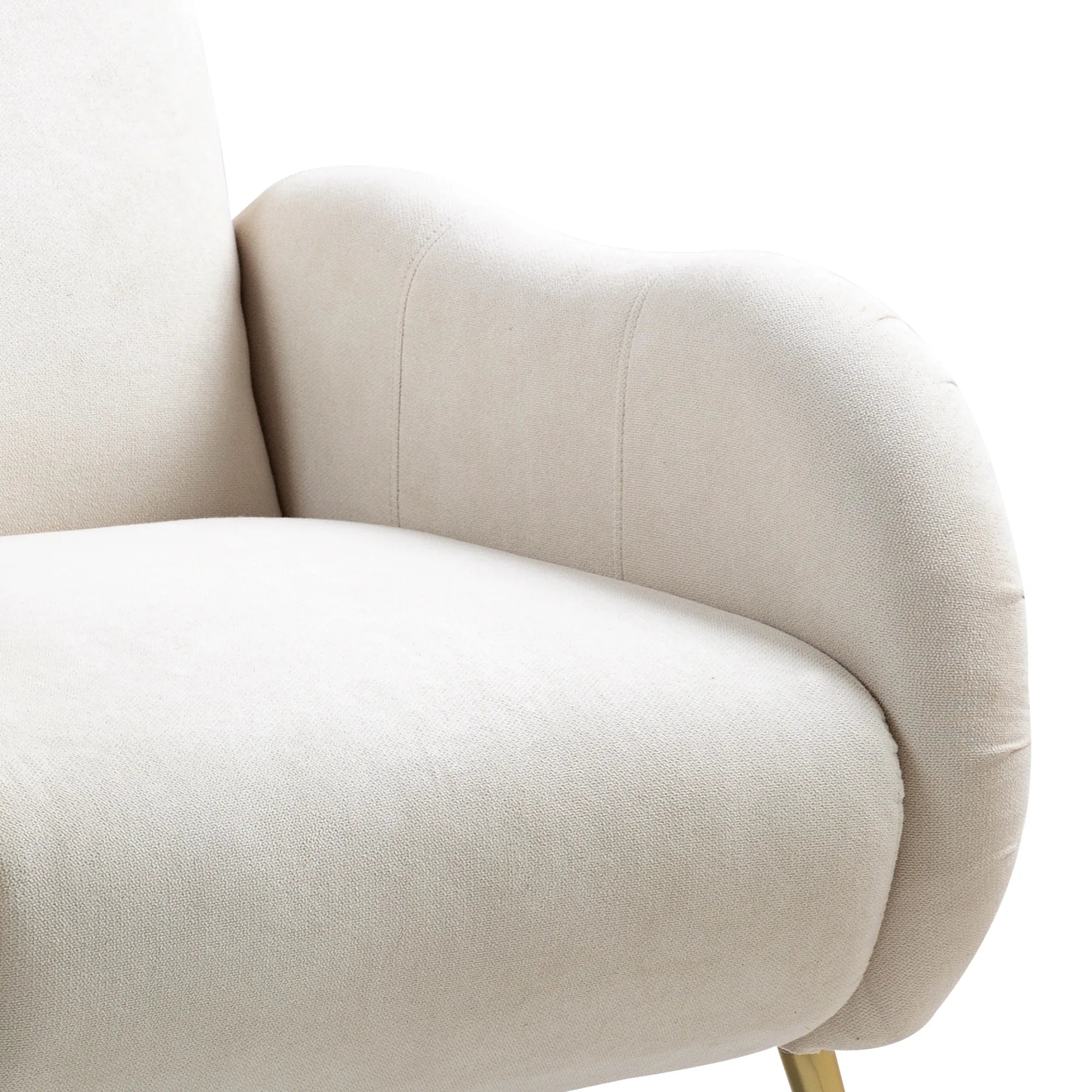Modern Accent Armchair with Gold Metal Legs, Snowflake Fabric