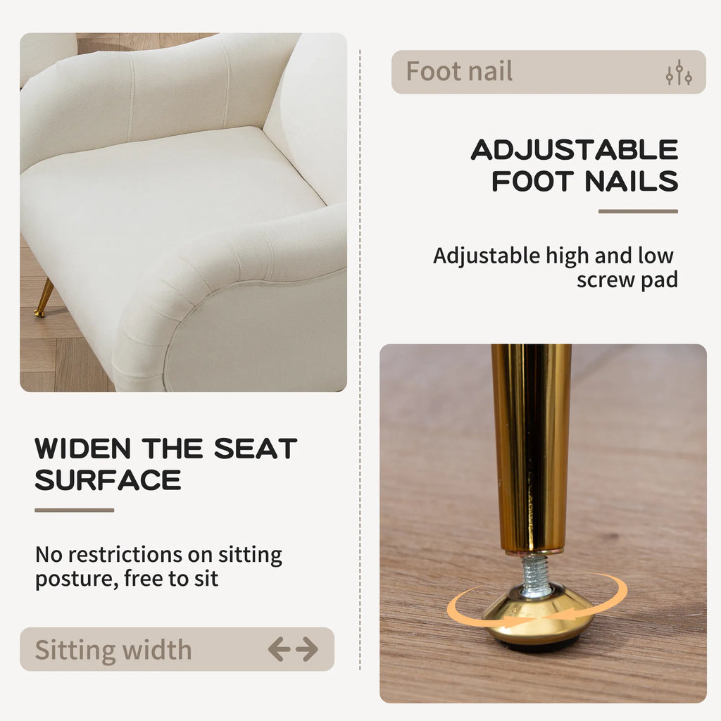 Modern Accent Armchair with Gold Metal Legs, Snowflake Fabric