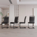 Modern Black PU Leather Dining Chair Set With High Back And C-shaped Base